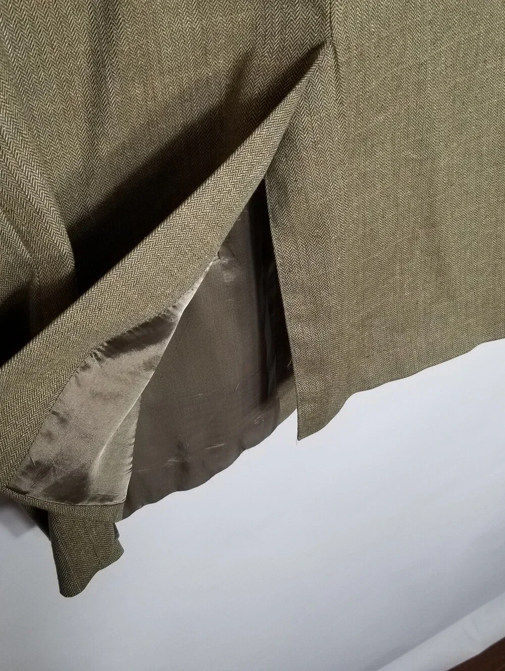Lauren Ralph Lauren Silk Wool Blazer Men's 46R Brown Patterned Notched Lapel
